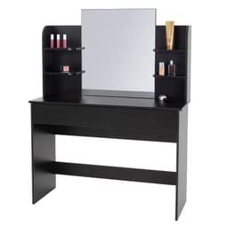 ECD Germany Modernt toalettbord med spegel, låda, 4 fack, 108x40x140 cm, svart,