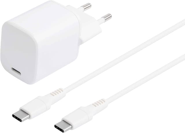 Sandstrøm USB-C 30W GaN oplader med USB-C-kabel