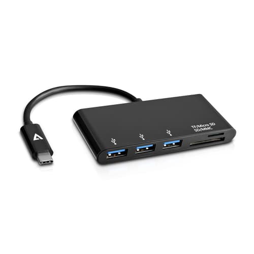 V7 V7UC3U-HUB-BLK-1E, USB 3.2 Gen 1 (3.1 Gen 1) Type-C, USB 3.2 Gen 1