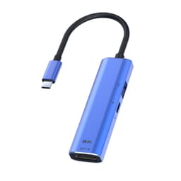 3 i 1 USB C Hub PD+USB2.0+DP1.4 dockingstation Blå