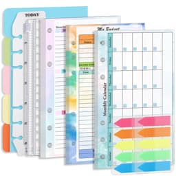 A6 Budget Planner Refill ukentlig og månedlig planleggerinnlegg med 6-hullshull Flerfarget