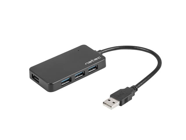 Natec USB 3.0 HUB, Moth, 4-portar, Svart