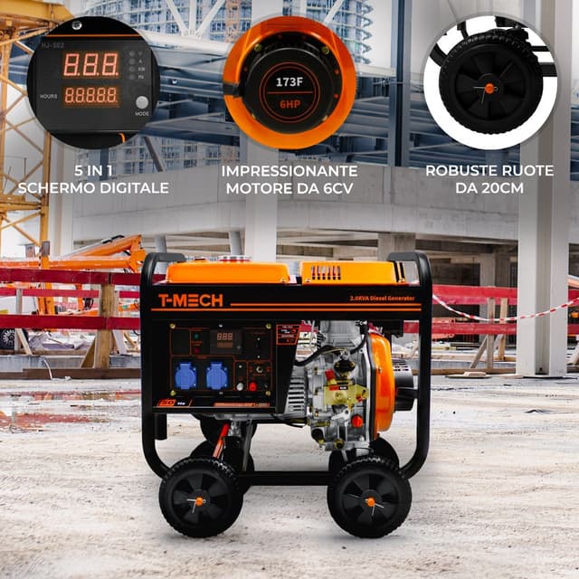 T-Mech Portabel Dieselgenerator Öppen Ram 2kVA