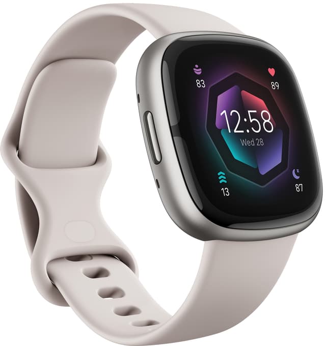 Fitbit Sense 2 smartklokke (lunar white/platinum)
