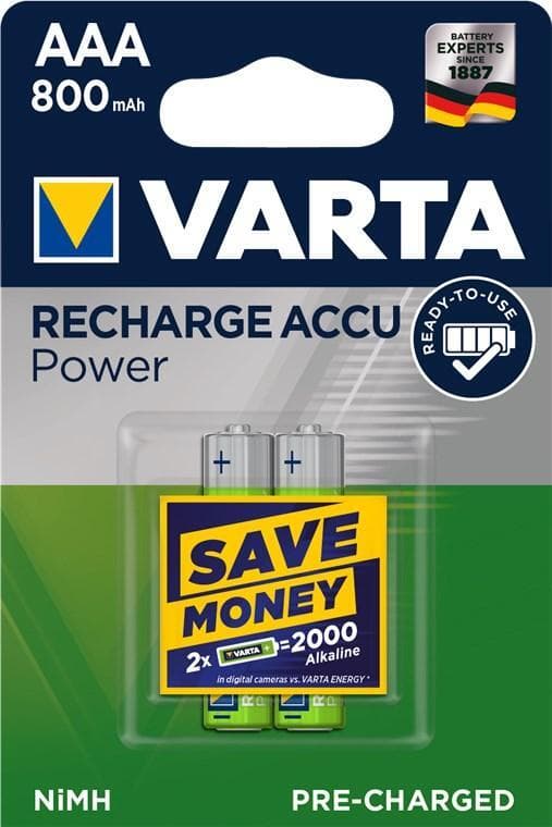 Varta AAA (Micro)/HR03 (56703) genopladeligt batteri - 800 mAh, 2 stk. blister