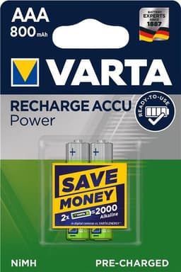 Varta AAA (Micro)/HR03 (56703) laddningsbart batteri - 800 mAh, 2 st.