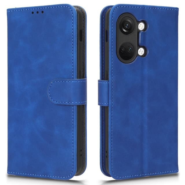 SKALO OnePlus Nord 3 5G / Ace 2V Matt PU-Läder Plånboksfodral - Blå