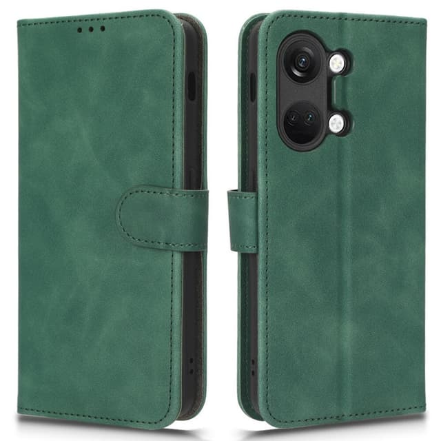 SKALO OnePlus Nord 3 5G / Ace 2V Matt PU-Läder Plånboksfodral - Grön