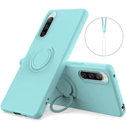 SKALO Sony Xperia 10 V Ultratynd silikonecover med ring - Turkis