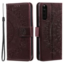 SKALO Sony Xperia 10 V Mandala lompakkokotelo - Ruskea