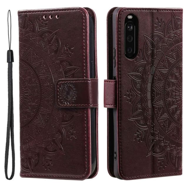 SKALO Sony Xperia 10 V Mandala lompakkokotelo - Ruskea