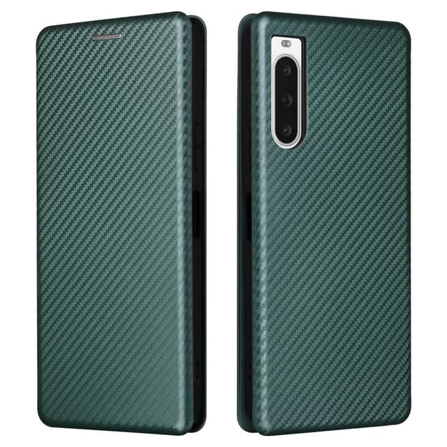 SKALO Sony Xperia 10 V Carbon Fiber Pungetui - Grøn