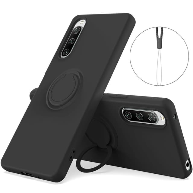 SKALO Sony Xperia 10 V Ultraohut silikonikuori rengas - Musta