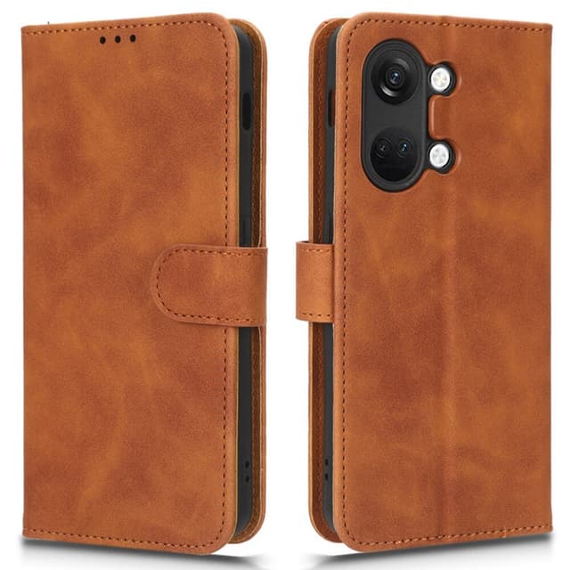 SKALO OnePlus Nord 3 5G / Ace 2V Matt PU-læderpungetui - Brun