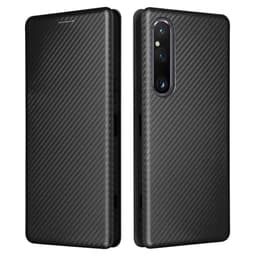 SKALO Sony Xperia 1 V Carbon Fiber Pungetui - Sort