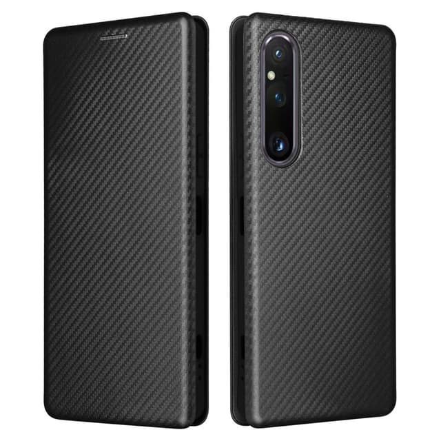 SKALO Sony Xperia 1 V Carbon Fiber Pungetui - Sort