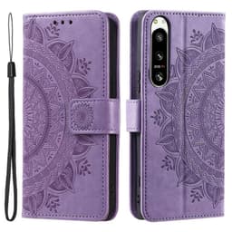 SKALO Sony Xperia 5 IV 5G Mandala lompakkokotelo - Violetti