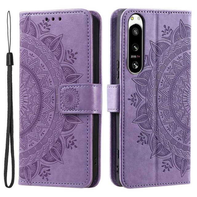SKALO Sony Xperia 5 IV 5G Mandala lompakkokotelo - Violetti