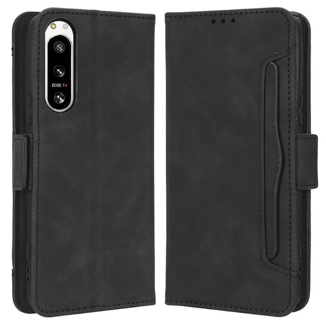 SKALO Sony Xperia 5 IV 5G 6-lokeroa Lompakkokotelo - Musta