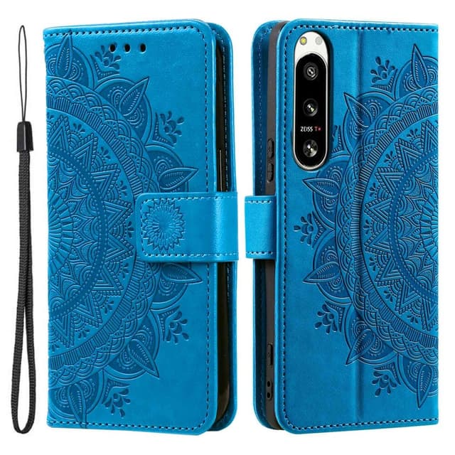 SKALO Sony Xperia 5 IV 5G Mandala Plånboksfodral - Blå