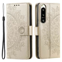 SKALO Sony Xperia 5 IV 5G Mandala Plånboksfodral - Guld