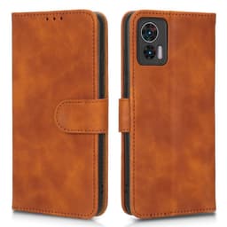 SKALO Motorola Edge 30 Neo 5G Matt PU-Läder Plånboksfodral - Brun