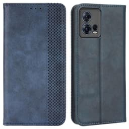 SKALO Motorola Edge 30 Fusion 5G Kohokuvioitu Premium lompakkokotelo - Sininen
