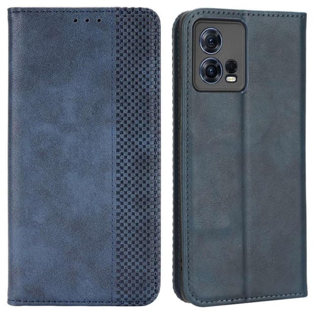 SKALO Motorola Edge 30 Fusion 5G Kohokuvioitu Premium lompakkokotelo - Sininen