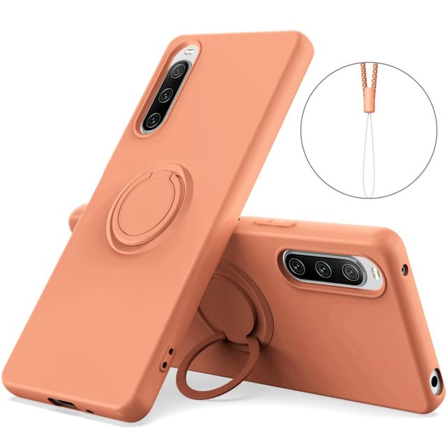 SKALO Sony Xperia 10 V Ultratunn Silikonskal Med Ring - Orange