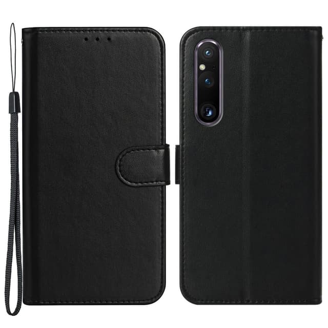 SKALO Sony Xperia 1 V Lompakkokotelo PU-nahkaa - Musta