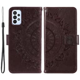 SKALO Samsung A23 5G Mandala lompakkokotelo - Ruskea