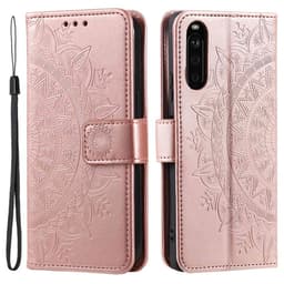 SKALO Sony Xperia 10 V Mandala Flip Cover - Rosa guld