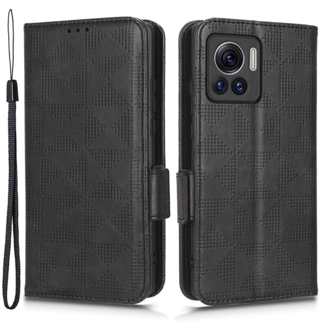 SKALO Motorola Edge 30 Ultra 5G Embossed Triangle Lompakkokotelo - Musta