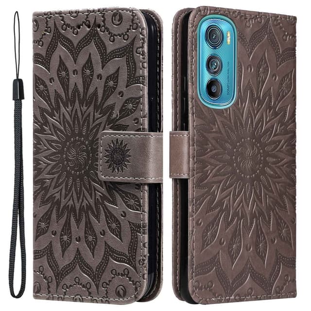 SKALO Motorola Edge 30 5G Mandala Flip Cover - Grå