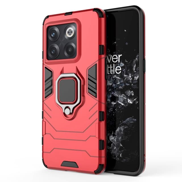 SKALO OnePlus 10T 5G Armor Hybridi metallirengas kuori - Punainen