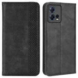SKALO Motorola Edge 30 Fusion 5G Kohokuvioitu Premium lompakkokotelo - Musta