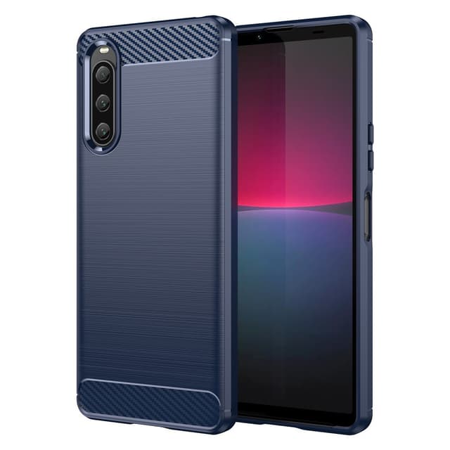 SKALO Sony Xperia 10 V Armor Carbon Iskunkestävä TPU suojakuori - Sininen
