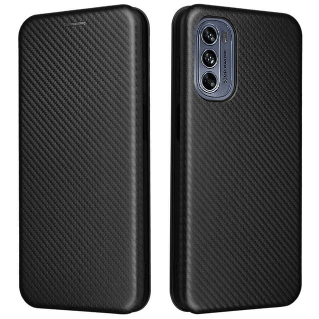 SKALO Motorola Moto G62 5G Carbon Fiber Plånboksfodral - Svart