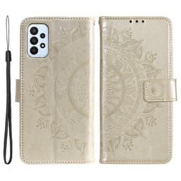 SKALO Samsung A23 5G Mandala lompakkokotelo - Kulta