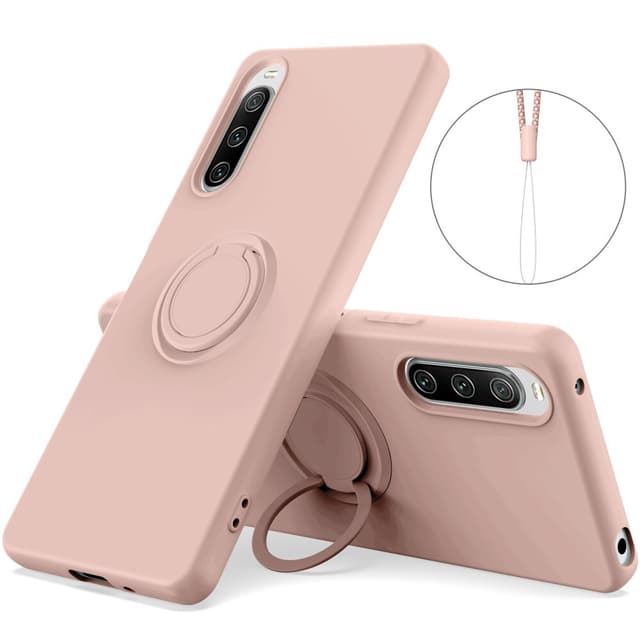 SKALO Sony Xperia 10 V Ultratynd silikonecover med ring - Pink