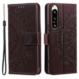 SKALO Sony Xperia 5 IV 5G Mandala Flip Cover - Brun