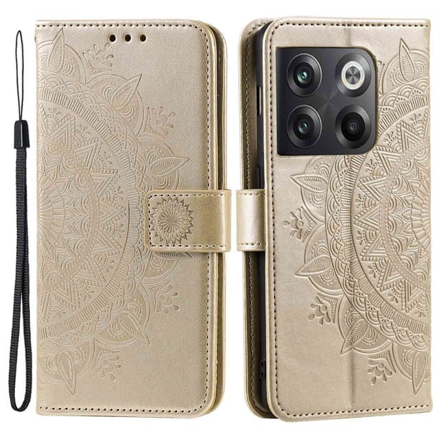 SKALO OnePlus 10T 5G Mandala lompakkokotelo - Kulta