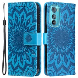 SKALO Motorola Edge 30 5G Mandala Flip Cover - Blå