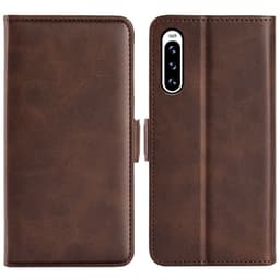 SKALO Sony Xperia 10 V Premium Wallet Flip Cover - Brun