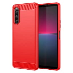 SKALO Sony Xperia 10 V Armor Carbon Stødsikker TPU-cover - Rød