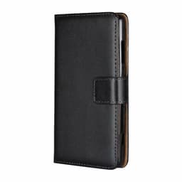 SKALO iPhone 14 Flip Cover m. Pung i Ægte Læder - Sort