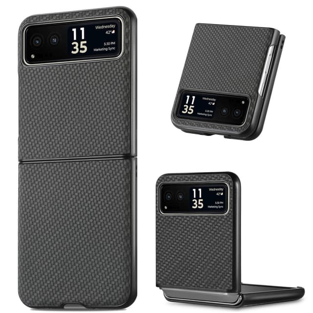 SKALO Motorola Razr 40 5G Carbon Fiber Fold Cover - Sort