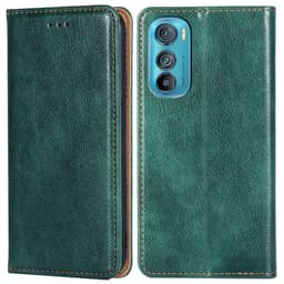 SKALO Motorola Edge 30 5G Flip Cover m. pung i PU-læder - Grøn