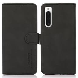 SKALO Sony Xperia 10 V KHAZNEH Lompakkokotelo PU-nahasta - Musta
