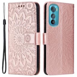 SKALO Motorola Edge 30 5G Mandala Flip Cover - Rosa guld
